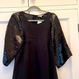 See by Chloe black Silk dress with sequin sleeves. Size 4